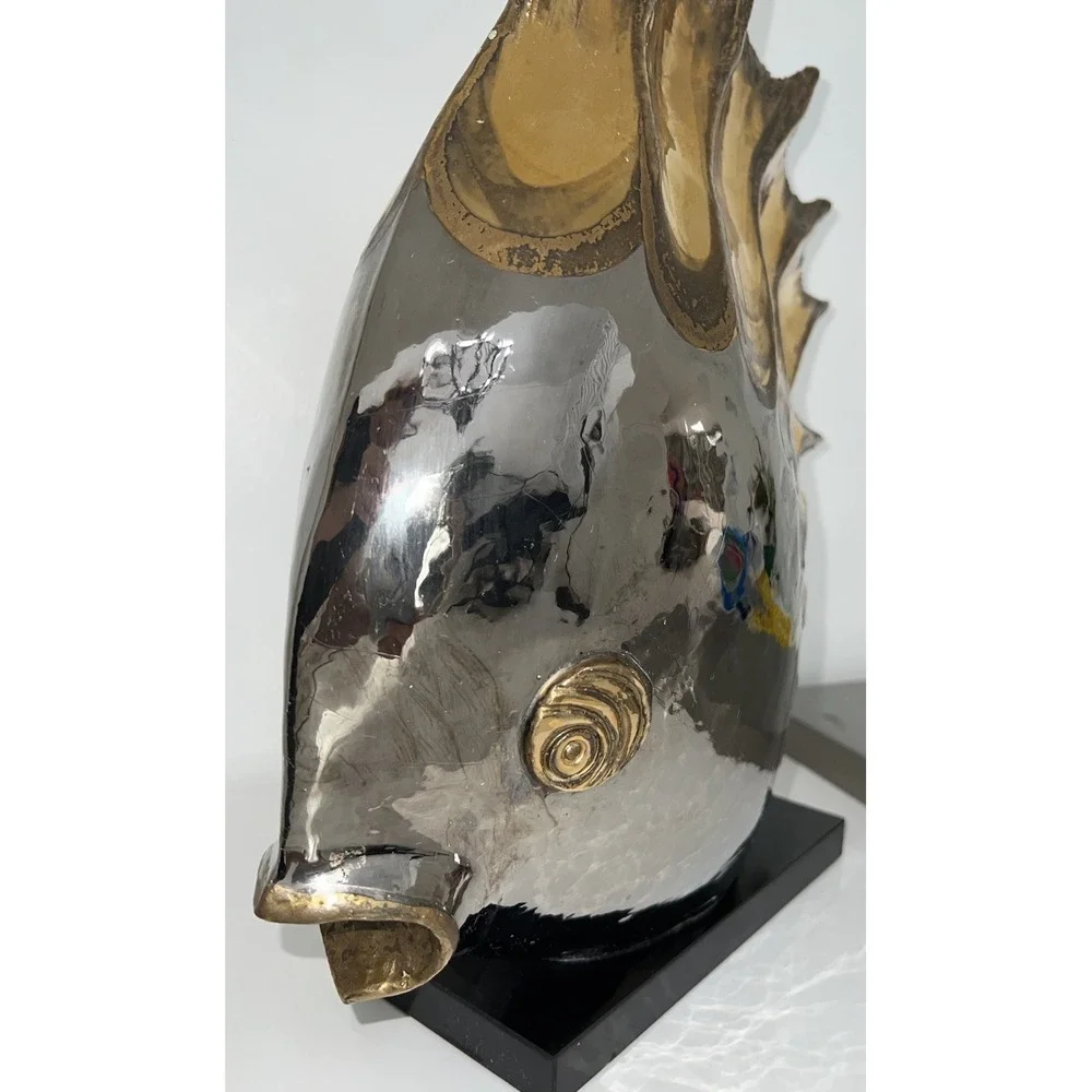 (20)P. GRANCHI VINTAGE LARGE ITALIAN ART DECO CERAMIC FISH GOLD COLOR RARE